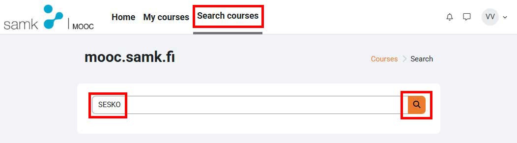 Search course by name